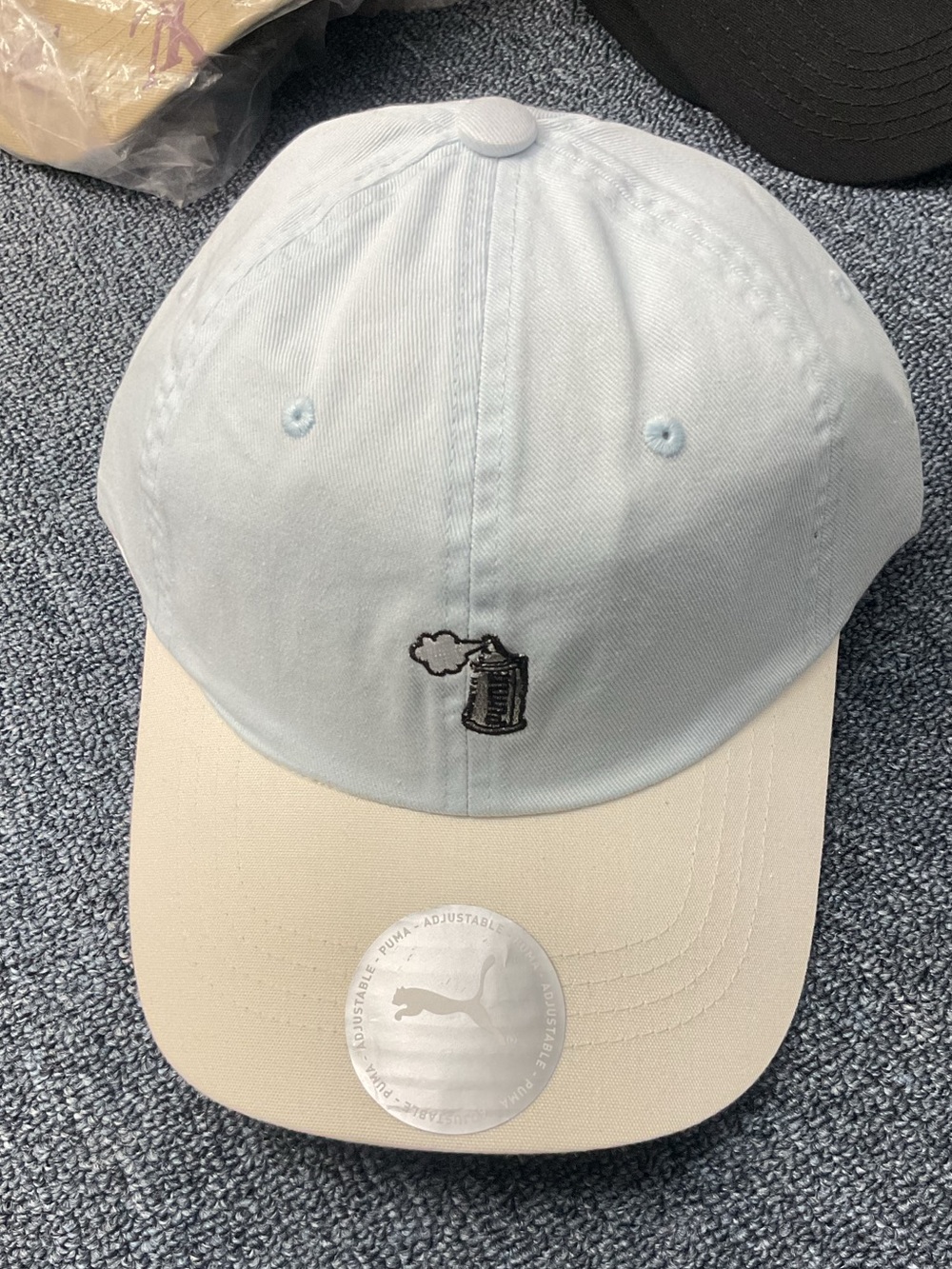 Puma Two-Tone Baseball Cap in Light Blue and Beige.